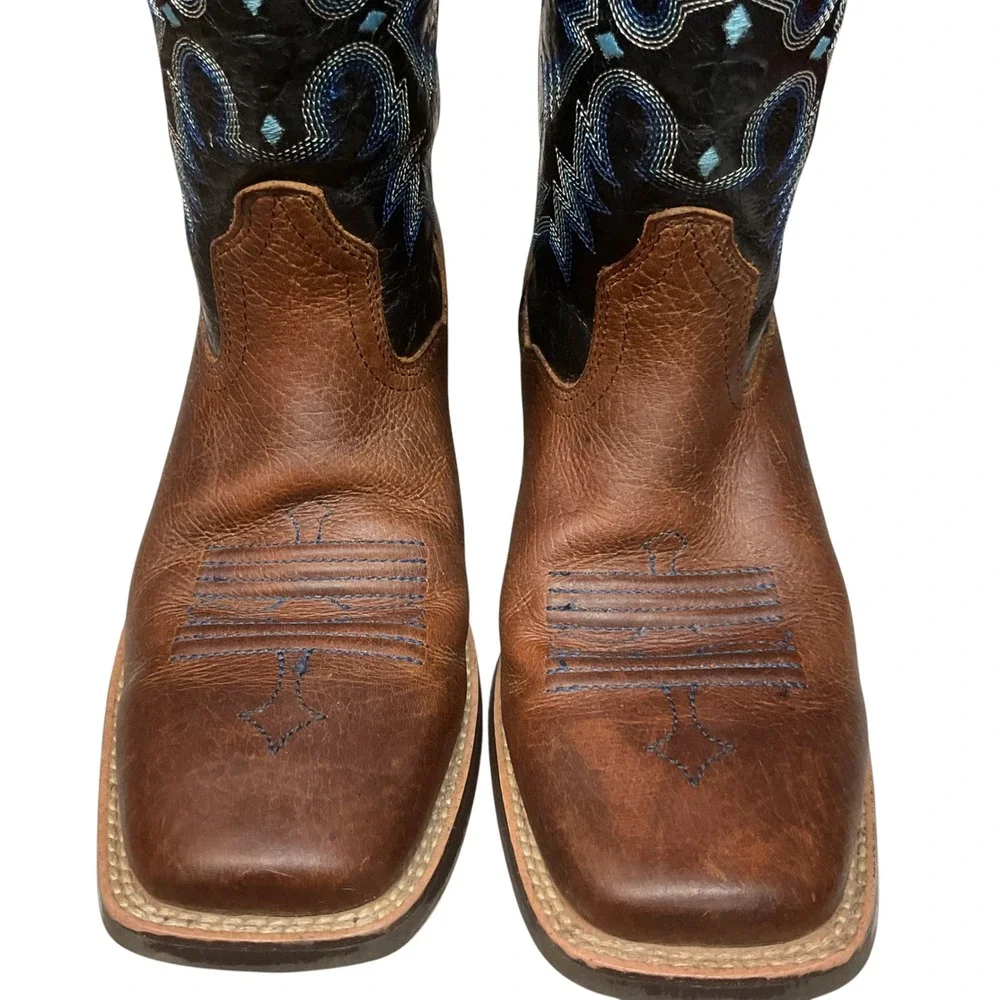 Ariat Girls' Tombstone Leather Western Square Toe Slip On Cowgirl Boots Size 5